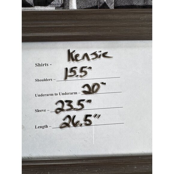 Kensie XL Button Up Shirt Plaid Black White Long Sleeve Soft Viscose Top - Picture 6 of 9